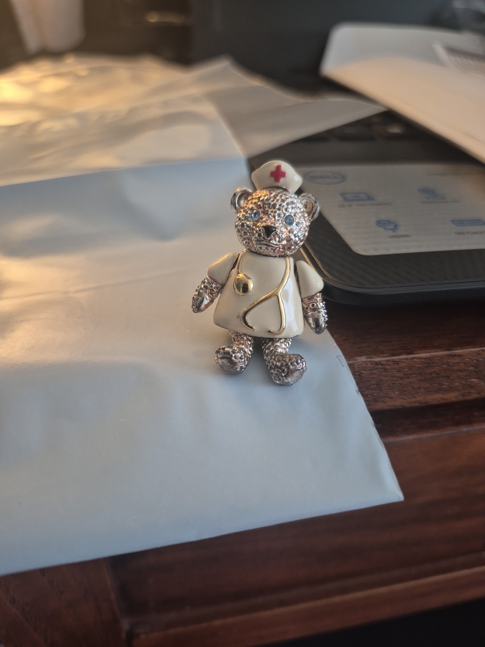 Vintage Napier Nurse Bear Charm Pin